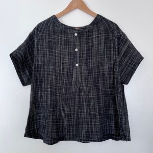 Toast Fine Crinkle Check Cotton Top
